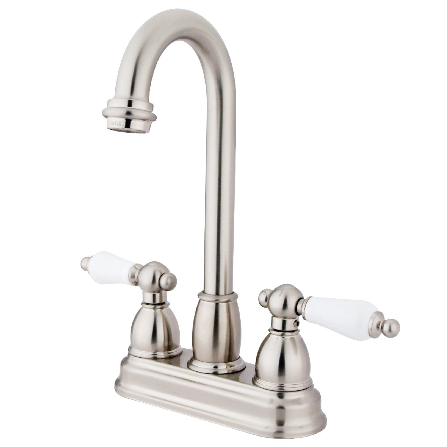 Kingston Tulare KB3498PL - Restoration Two-Handle 2-Hole Deck Mount Bar Faucet, Brushed Nickel — image 1